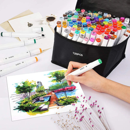 JMT-933322 120-Colour Alcohol-Based Dual Tip Permanent Marker Pen for Creative Design