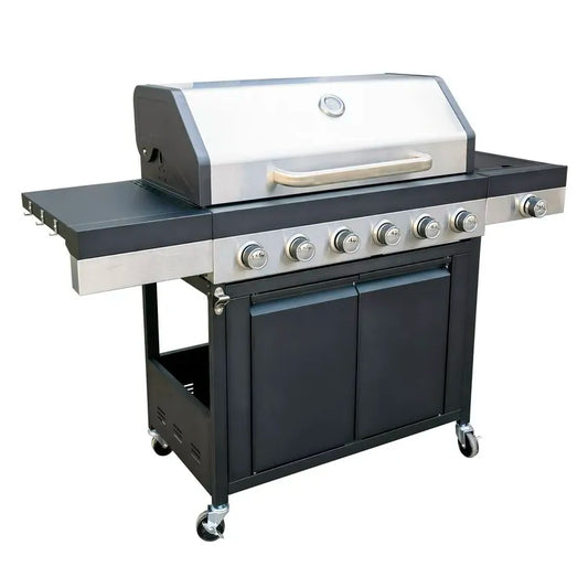 JMT-286794 Extra Large 6 Burner Gas BBQ Grill with Side Burner and Removable Grease Pan
