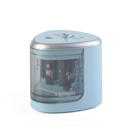 JMT-219850 Electric Battery Operated Double Hole Pencil Sharpener for 6-12mm Pencils in Pink, Blue, and White