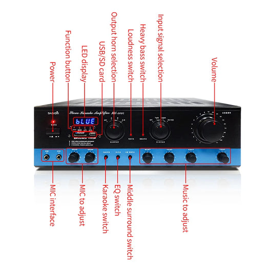 JMT-848778 AV-502C Stereo Home Theatre Receiver with USB, SD, FM, and Bluetooth Connectivity