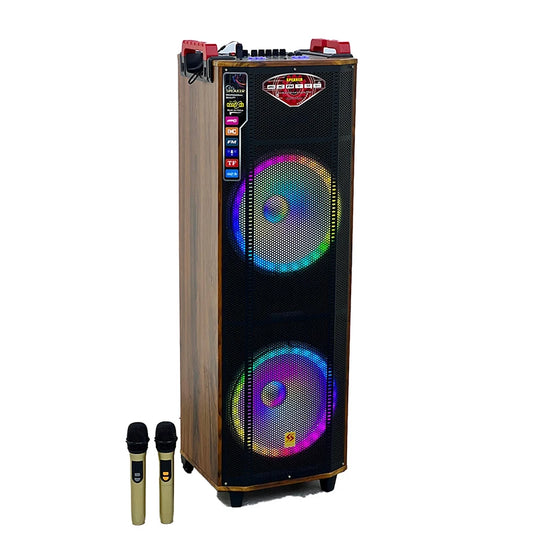 JMT-363658 Dual 12 Inch Push Portable Speakers Home Theatre Hi-Fi Karaoke System with Microphone