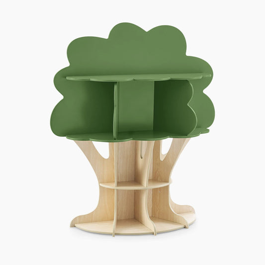 JMT-805194 Wooden Tree Bookshelf for Kids - Corner Ladder Display Stand for Books and Toys