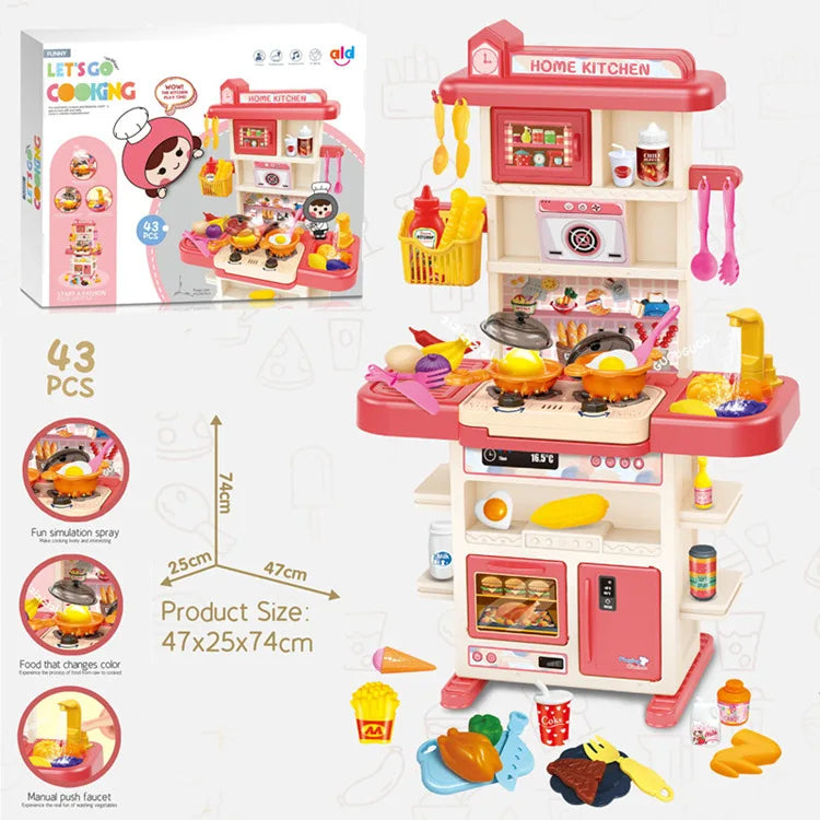 JMT-745098 43-Piece Interactive Kitchen Play Set for Kids with Sound and Light Features