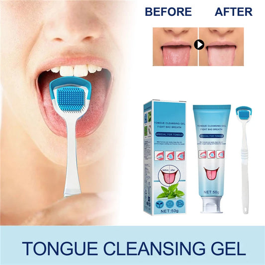 JMT-535690 Tongue Cleaner with Deep Cleaning Gel and Brush for Oral Health and Bacterial Reduction
