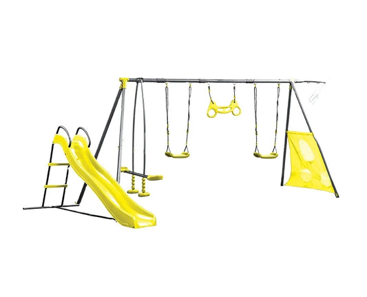 JMT-333258 Outdoor Kids Swing Set with Slide for Garden and Courtyard Playtime Fun