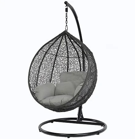 JMT-564810 Egg-Shaped Garden Rattan Swing Chair for Patio and Outdoor Relaxation