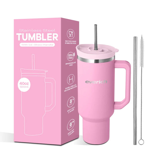 JMT-832458 40oz Large Capacity Stainless Steel Tumbler with Straw and Handle