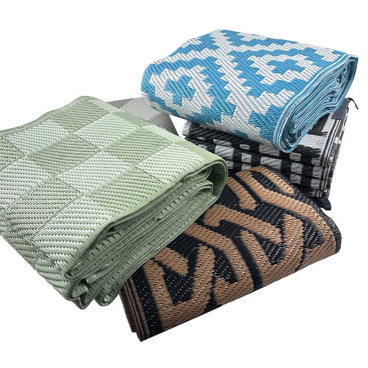 JMT-584010 Hand Woven Recycled Plastic Flat Weave Outdoor Rug - Large Polypropylene Floor Mat