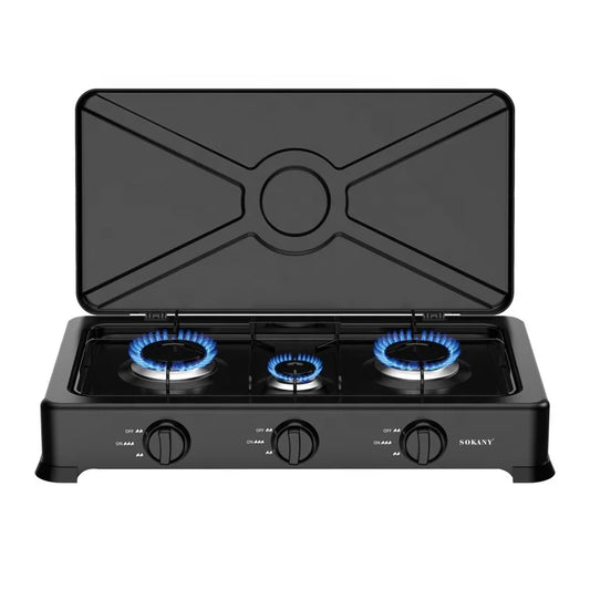 JMT-087882 Stainless Steel Outdoor Gas Stove with Three Burners for Household Cooking