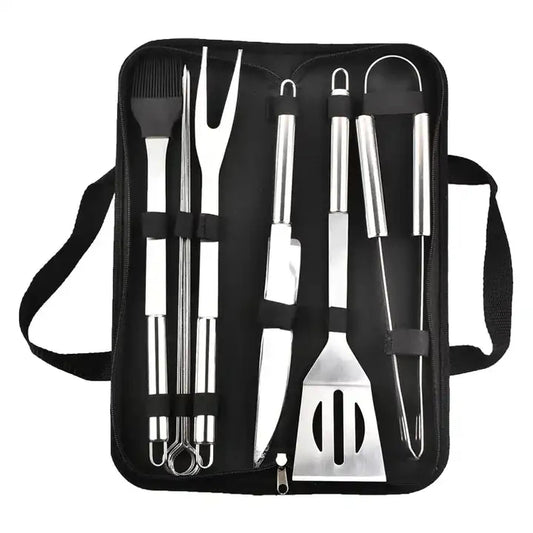 JMT-406986 Portable Stainless Steel BBQ Grilling Tool Set with Oxford Bag - 3/5/7/9 Pieces for Outdoor Cooking