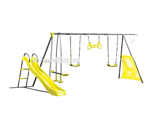 JMT-333258 Outdoor Kids Swing Set with Slide for Garden and Courtyard Playtime Fun