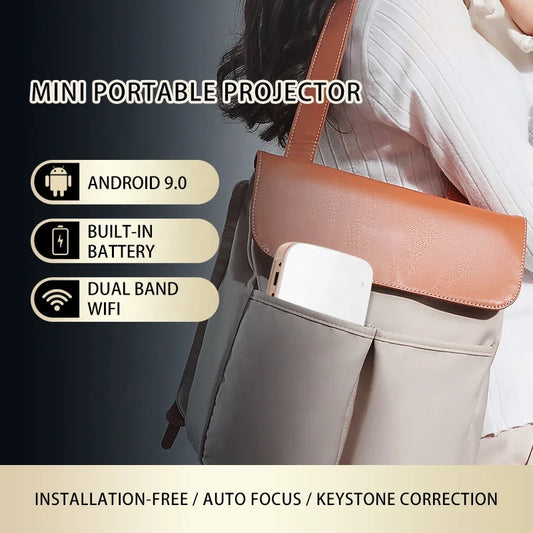 JMT-263562 Portable 4K Home Theater Projector with Smart DLP, 5400mAh Battery, and Dual Wifi Connectivity for Travel