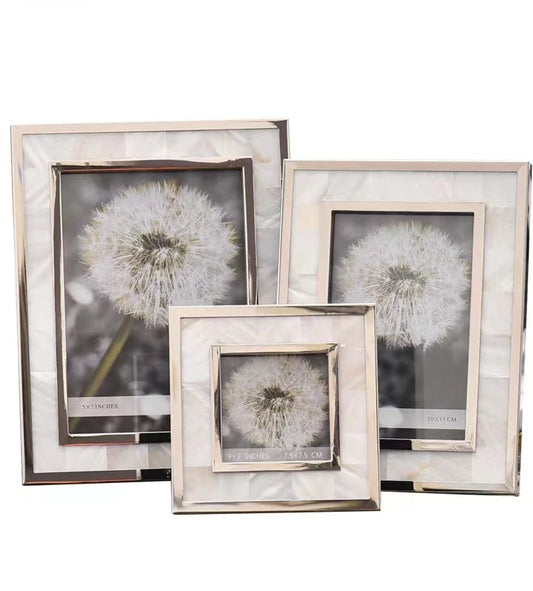 JMT-846794 Natural White Shell Photo Frame for 6/7/8 Inch Photos - Creative Desktop Decoration