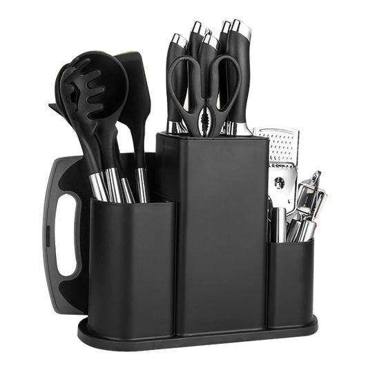 JMT-116618 Luxurious Silicone Cooking Utensils Set in Black, Pink, and Green - Complete Kitchenware Collection
