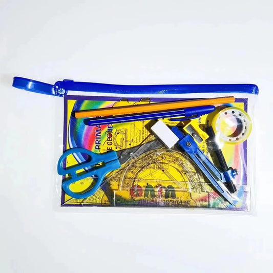 JMT-616650 Geometric Pencil Sharpener, Eraser, and Adhesive Tape Stationery Set for School and Kids