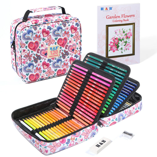 JMT-396170 Multi-Slot Coloured Pencil Set with 72/120/180 Colours in Zippered Nylon Case for Artistic Use