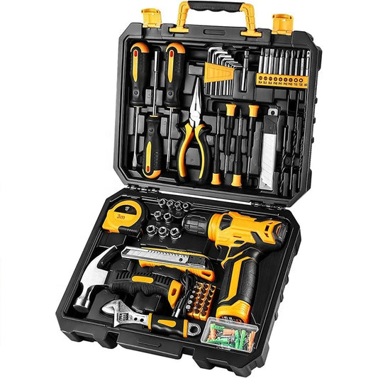 JMT-701898 126-Piece Home Tool Kit with Multi-Function Screwdriver and Storage Box for Household Repairs