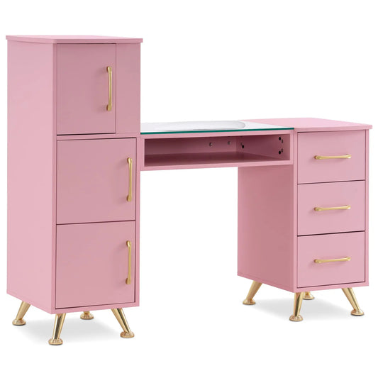 JMT-796490 Wooden Nail Manicure Table with Drawers for Beauty Salons and Makeup Artists