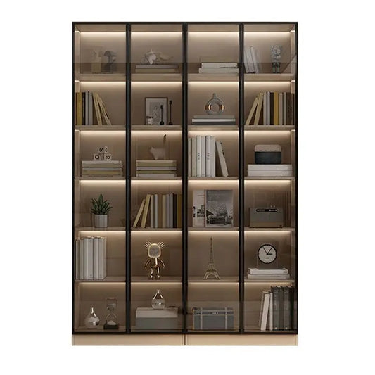 JMT-484618 Modern Wooden Bookshelf with Glass Doors - Stylish Storage Cabinet and Decorative Partition