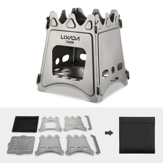 JMT-612170 Portable Titanium Camping Stove - Lightweight Folding Wood Burner for Outdoor Cooking