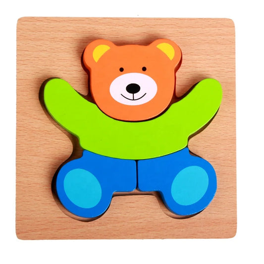 JMT-292426 Wooden Animal Puzzle Toy for Toddlers Age 1-3 - Educational and Interactive Learning Game