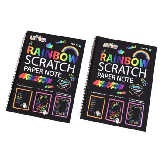 JMT-105546 DIY Rainbow Scratch Paper Set for Kids with Bamboo Sticks - Creative Scratch Art Books