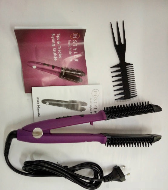 JMT-000074 4 in 1 Hair Curler and Straightener with Electric Coil Comb, 60W ABS, PP, PC, Aluminum, Nylon