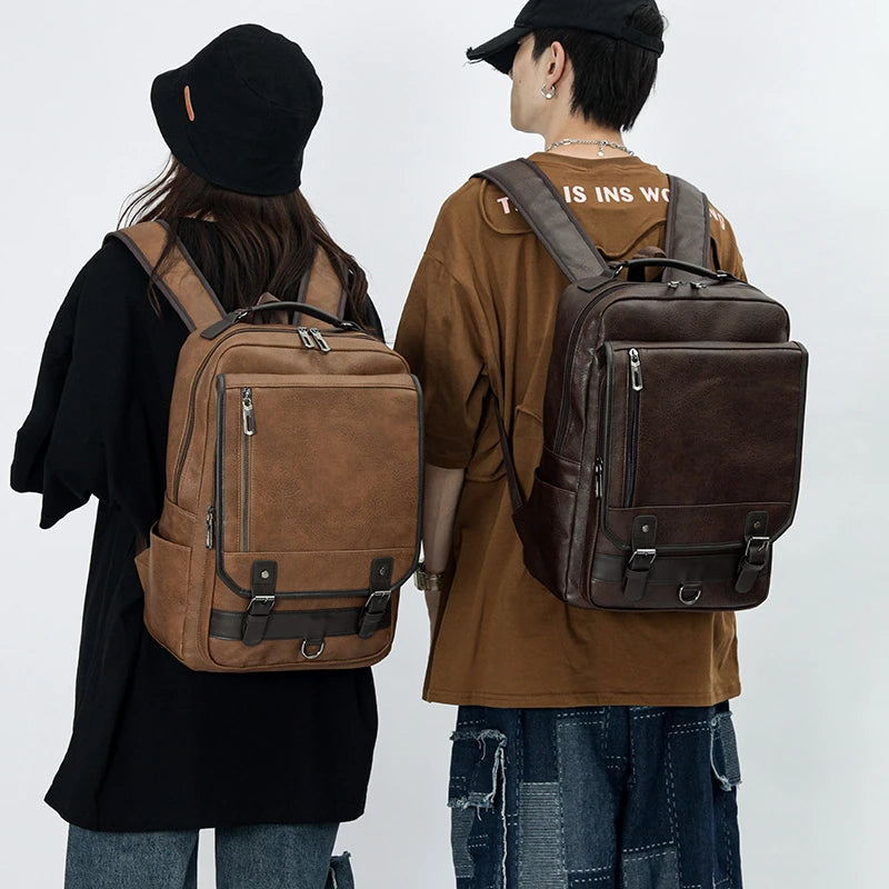 JMT-000266 Stylish Black Genuine Leather Business Backpack for Men