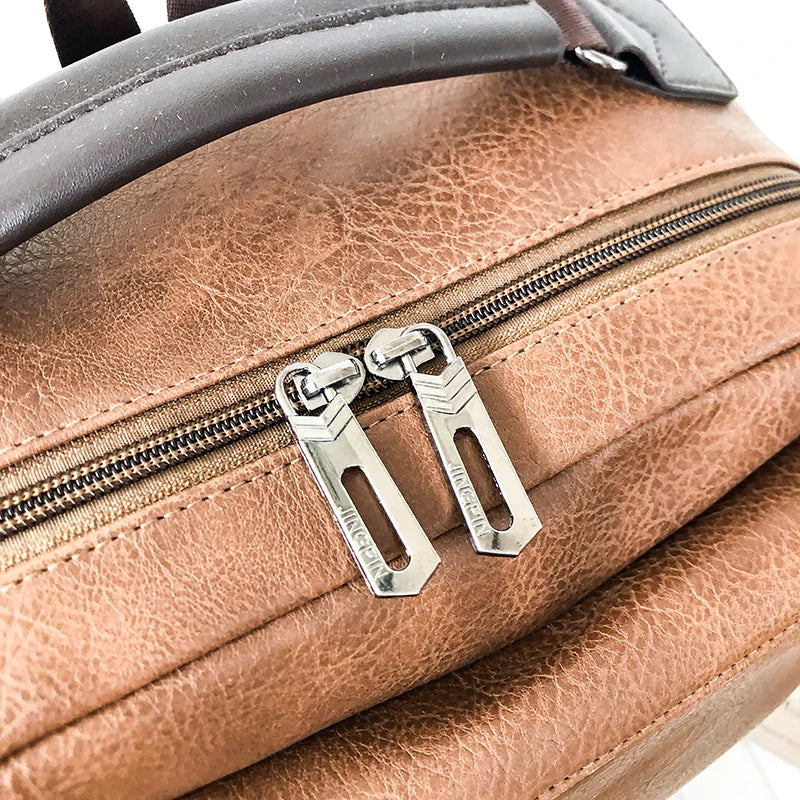 JMT-000266 Stylish Black Genuine Leather Business Backpack for Men