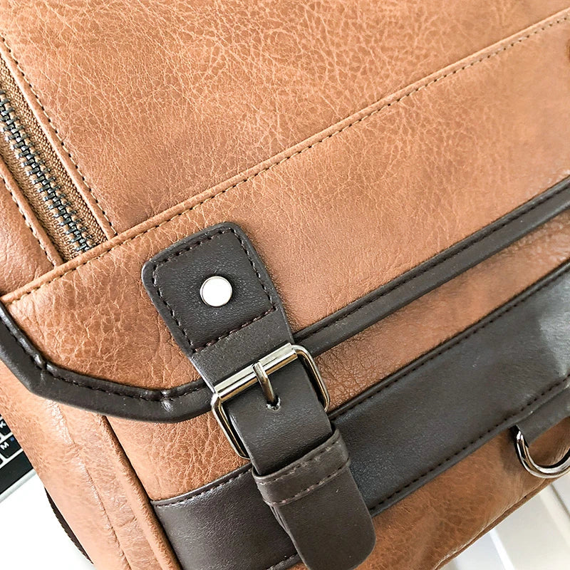 JMT-000266 Stylish Black Genuine Leather Business Backpack for Men