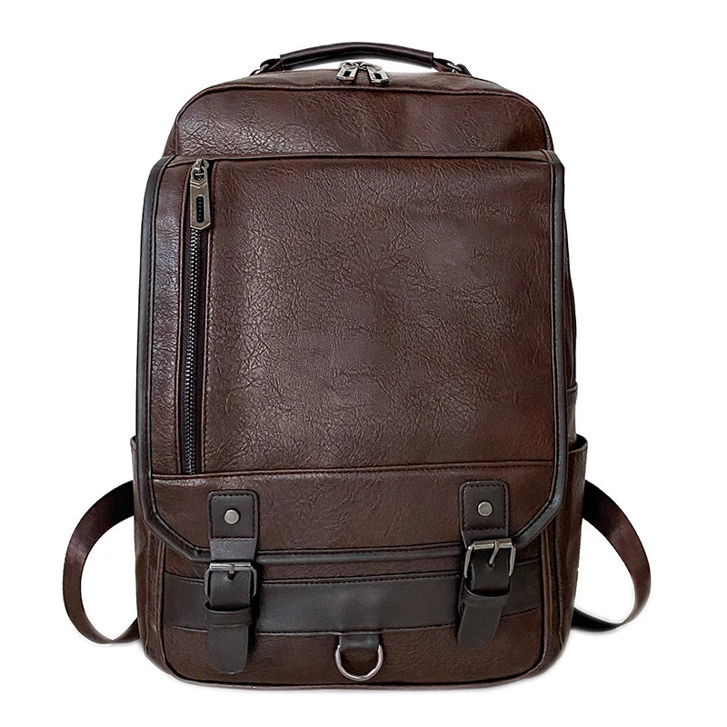 JMT-000266 Stylish Black Genuine Leather Business Backpack for Men