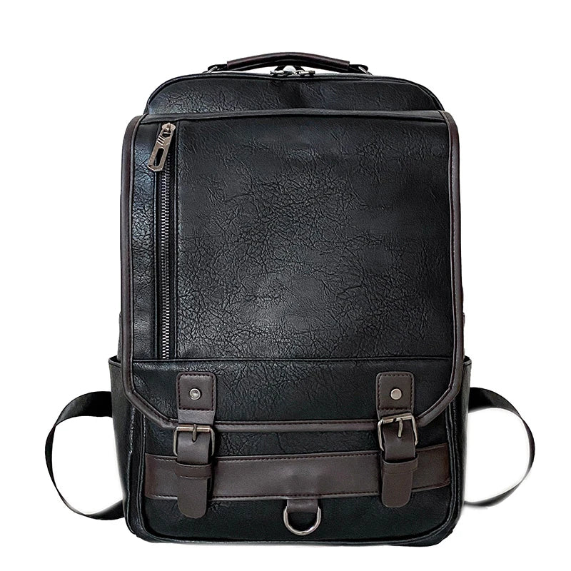 JMT-000266 Stylish Black Genuine Leather Business Backpack for Men