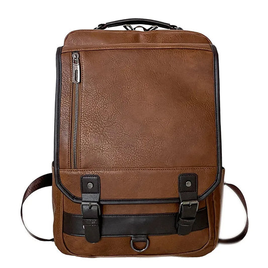 JMT-000266 Stylish Black Genuine Leather Business Backpack for Men