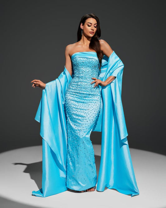 JMT-000330 Ladies' Elegant Blue Dress – Style SH0104
