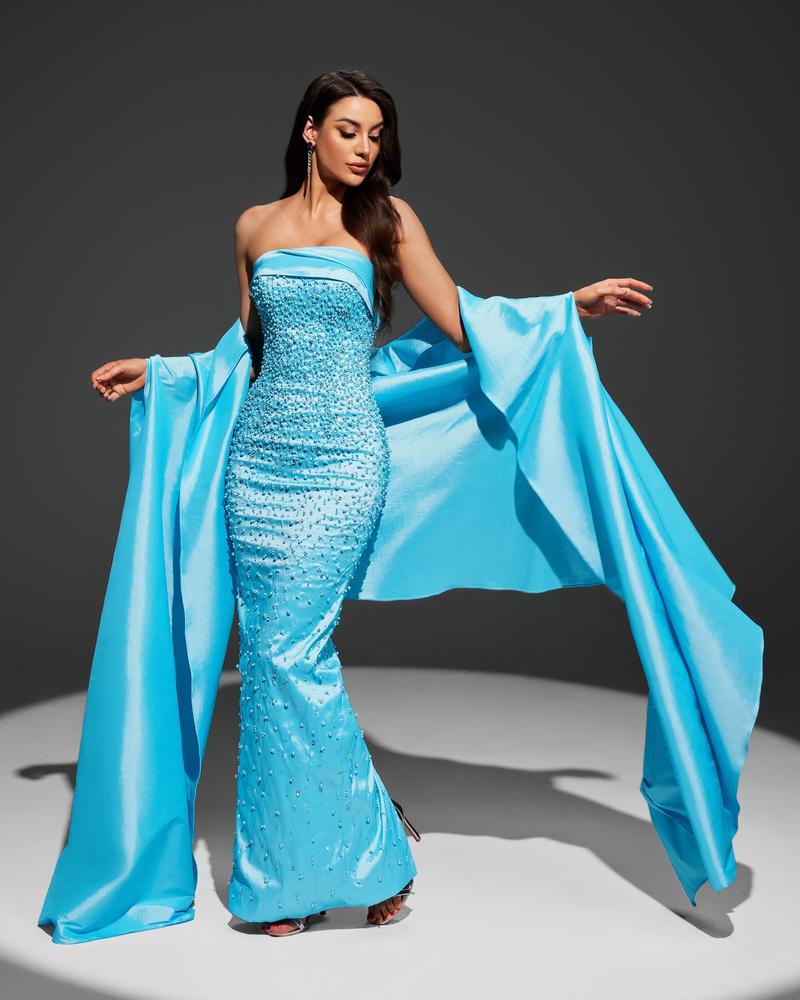 JMT-000330 Ladies' Elegant Blue Dress – Style SH0104