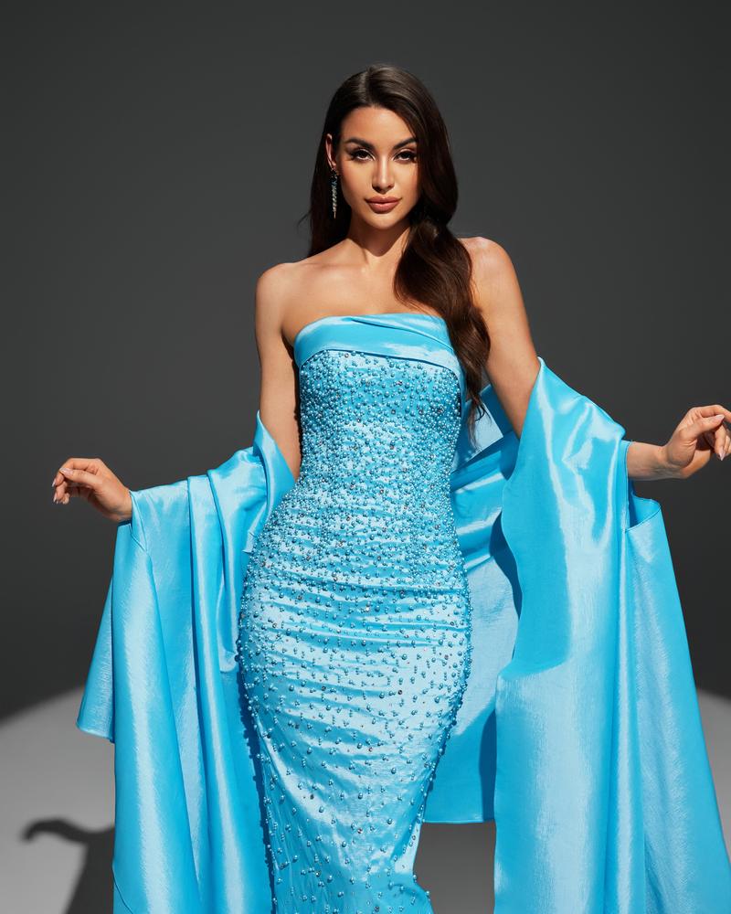 JMT-000330 Ladies' Elegant Blue Dress – Style SH0104