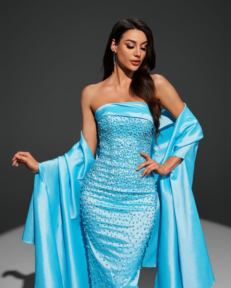 JMT-000330 Ladies' Elegant Blue Dress – Style SH0104