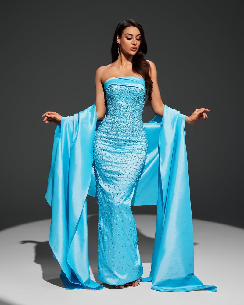 JMT-000330 Ladies' Elegant Blue Dress – Style SH0104