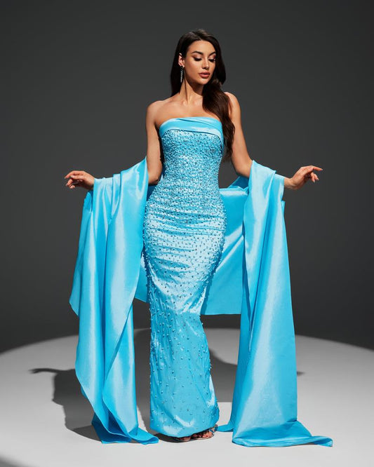 JMT-000330 Ladies' Elegant Blue Dress – Style SH0104
