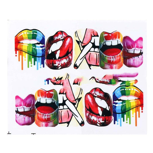 JMT-000394 European Style Nail Art Water Transfer Stickers - Sexy Red Lips & Tongue Design, STZ-756A to STZ-763F