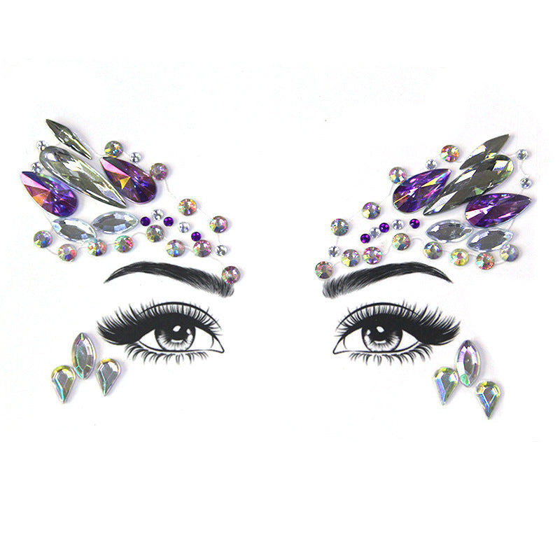 JMT-000522 Acrylic Diamond Eyebrow Stick for Party Face Decoration, 165mm x 125mm