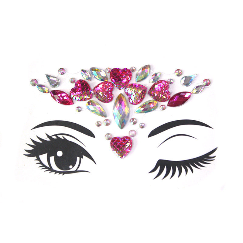 JMT-000522 Acrylic Diamond Eyebrow Stick for Party Face Decoration, 165mm x 125mm