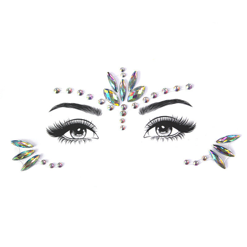 JMT-000522 Acrylic Diamond Eyebrow Stick for Party Face Decoration, 165mm x 125mm