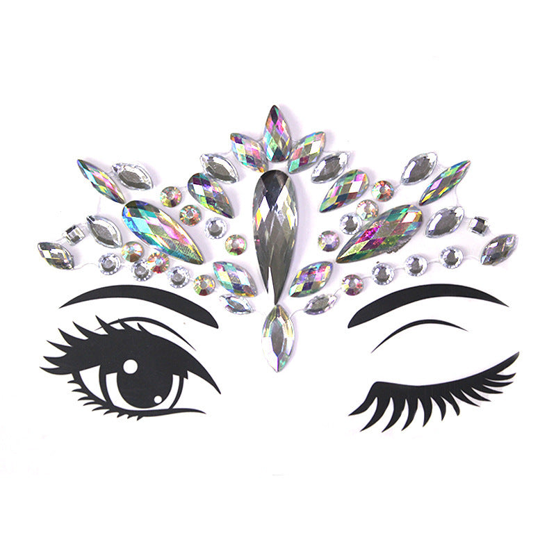 JMT-000522 Acrylic Diamond Eyebrow Stick for Party Face Decoration, 165mm x 125mm