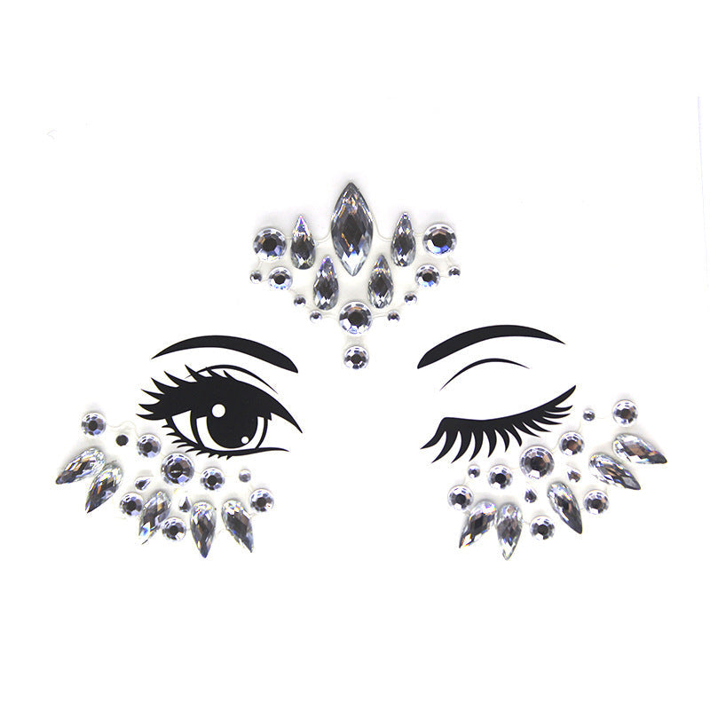 JMT-000522 Acrylic Diamond Eyebrow Stick for Party Face Decoration, 165mm x 125mm