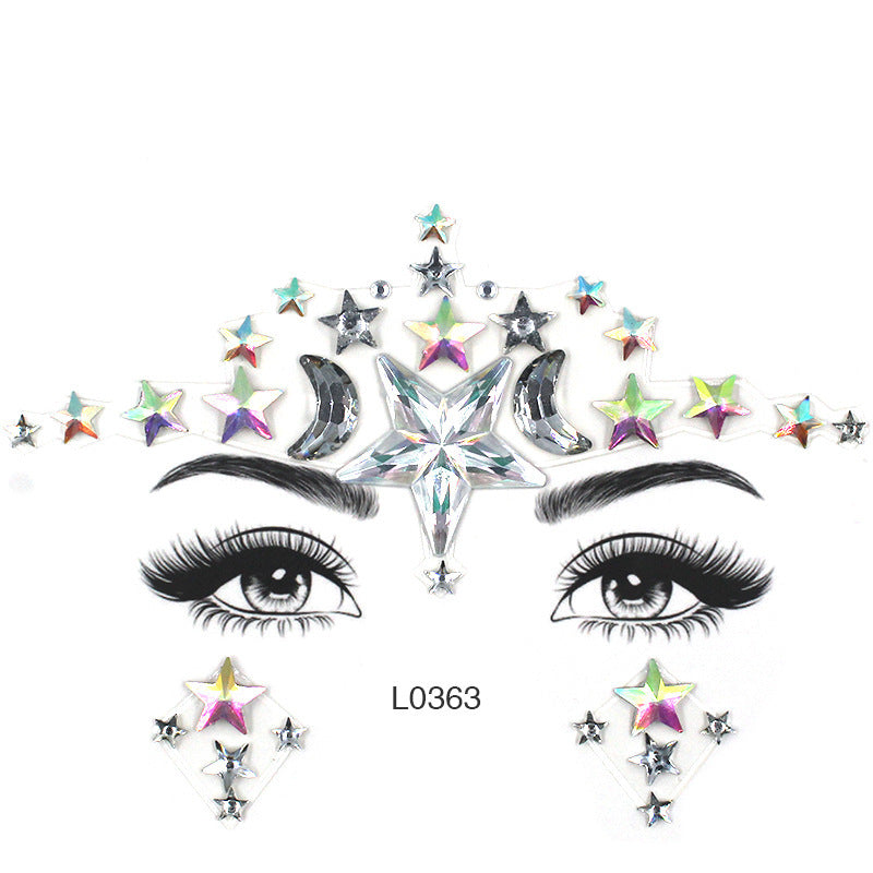 JMT-000522 Acrylic Diamond Eyebrow Stick for Party Face Decoration, 165mm x 125mm