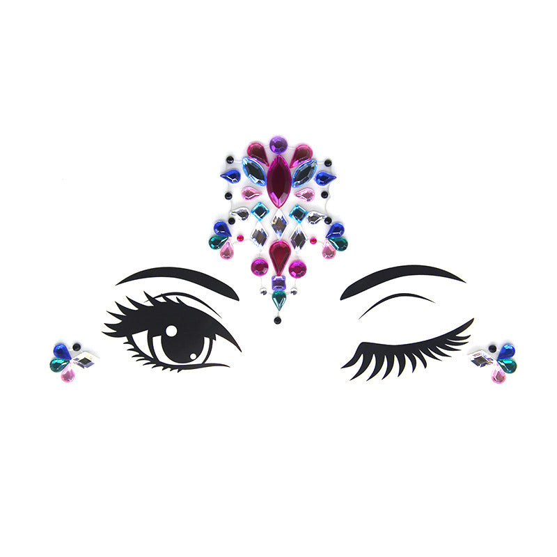 JMT-000522 Acrylic Diamond Eyebrow Stick for Party Face Decoration, 165mm x 125mm