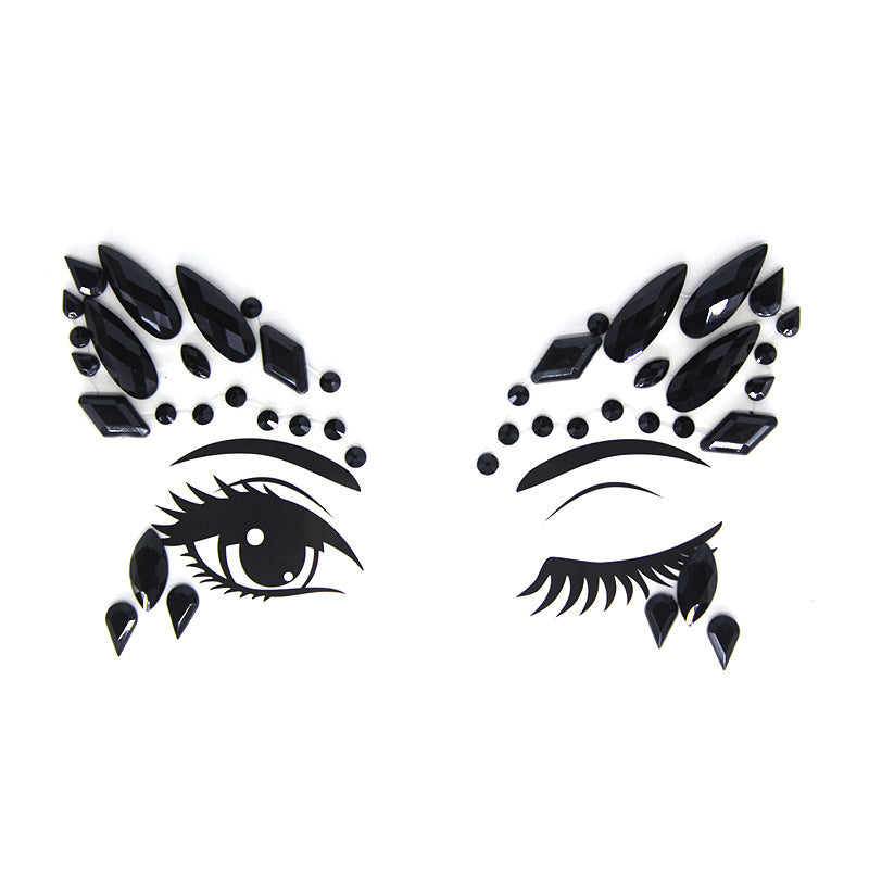 JMT-000522 Acrylic Diamond Eyebrow Stick for Party Face Decoration, 165mm x 125mm