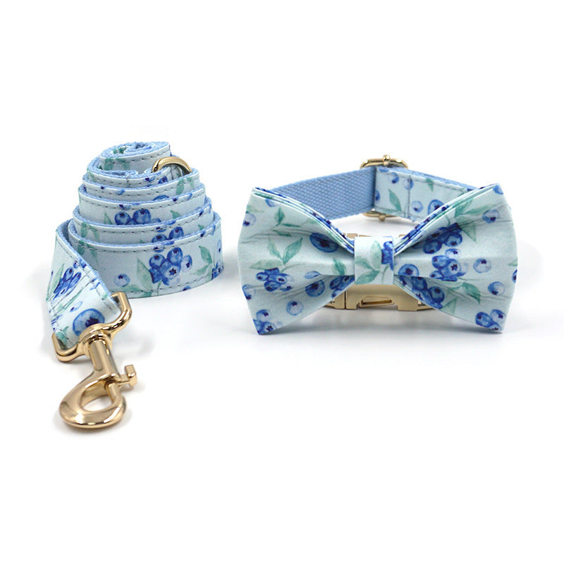 JMT-000586 Blueberry Print Pet Harness and Leash Set - Comfortable Polyester Design for Small to Extra Large Pets