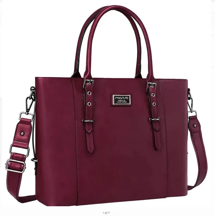 JMT-000586 Fashionable PU Leather Large Tote Handbag for Women - Versatile Laptop Briefcase for Office and Daily Use